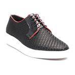 Woven Contrast Piped Derby Sneaker // Black (Euro: 40)