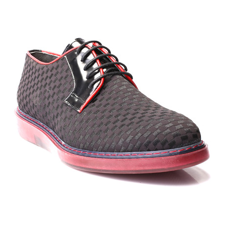 Woven Contrast Piped Contrast Sole Derby // Black (Euro: 40)