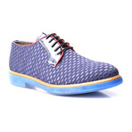 Woven Contrast Piped Contrast Sole Derby // Dark Blue (Euro: 41)