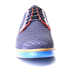 Woven Contrast Piped Contrast Sole Derby // Dark Blue (Euro: 45)