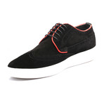 Suede Contrast Piped Wingtip Derby Sneaker // Black (Euro: 42)