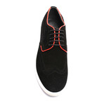 Suede Contrast Piped Wingtip Derby Sneaker // Black (Euro: 42)