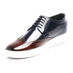 Patent Wingtip Derby Sneaker // Dark Blue + Brown (Euro: 44)