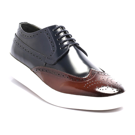 Patent Wingtip Derby Sneaker // Dark Blue + Brown (Euro: 40)