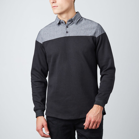 Sever Pullover Button-Up Sweater // Black Chambray (S)