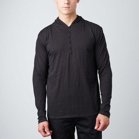 Moda Hooded Henley // Black (S)