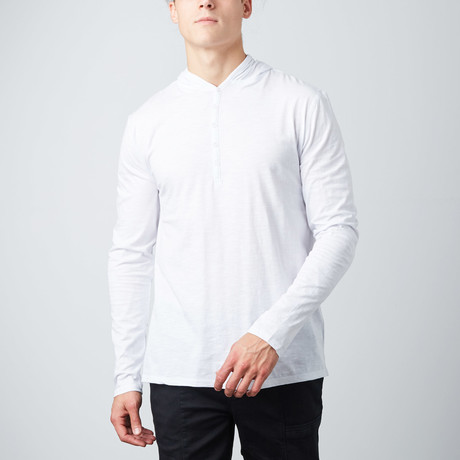 Moda Hooded Henley // White (S)