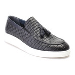 Woven Texture Tassel Loafer Sneaker // Dark Blue (Euro: 42)