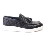 Woven Texture Tassel Loafer Sneaker // Dark Blue (Euro: 44)