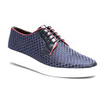 Woven Contrast Piped Derby Sneaker // Dark Blue (Euro: 42)