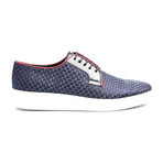 Woven Contrast Piped Derby Sneaker // Dark Blue (Euro: 42)