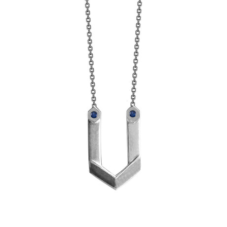 Hexagone Necklace // Silver + Sapphire