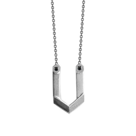 Hexagone Necklace // Silver + Onyx