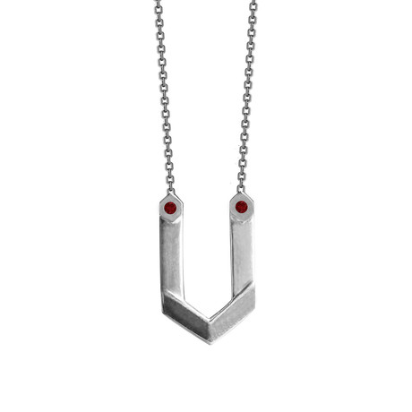 Hexagone Necklace // Silver + Ruby