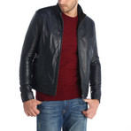 Ladik Leather Jacket // Navy Blue (M)