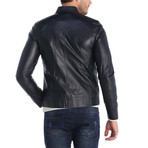 Atayurt Leather Jacket // Navy Blue (L)
