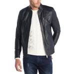 Atayurt Leather Jacket // Navy Blue (S)