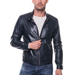 Akcay Leather Jacket // Navy Blue (3XL)