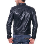 Akcay Leather Jacket // Navy Blue (S)