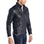 Kestel Leather Jacket // Navy Blue (M)