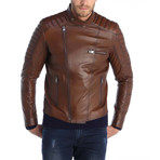 Akbez Leather Jacket // Brown (XL)