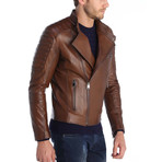 Akbez Leather Jacket // Brown (S)