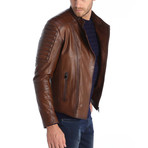Akbez Leather Jacket // Brown (XL)