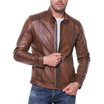 Cilimli Leather Jacket // Cognac (M)