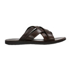 Criss Cross Leather Slide // Dark Brown (Euro: 40)