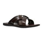 Criss Cross Leather Slide // Dark Brown (Euro: 40)