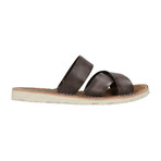 Cross Strap Leather Slide // Dark Brown (Euro: 45)