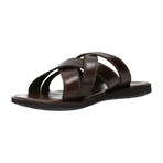 Criss Cross Leather Slide // Dark Brown (Euro: 40)