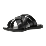 Multi-Strap Criss Cross Leather Slide // Black (Euro: 40)