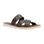 Cross Strap Leather Slide // Dark Brown (Euro: 45)