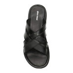 Multi-Strap Criss Cross Leather Slide // Black (Euro: 40)