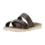 Cross Strap Leather Slide // Dark Brown (Euro: 45)