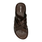 Criss Cross Leather Slide // Dark Brown (Euro: 40)