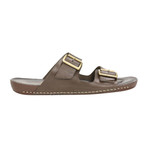 Double Buckle Strap Leather Slide // Dark Brown (Euro: 43)