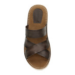 Cross Strap Leather Slide // Dark Brown (Euro: 45)