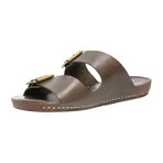 Double Buckle Strap Leather Slide // Dark Brown (Euro: 43)