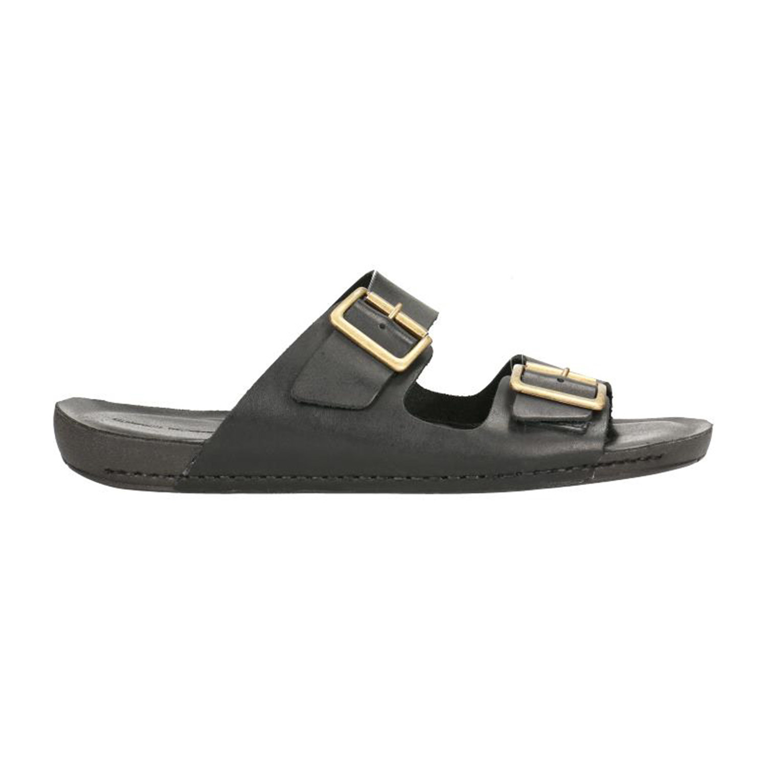Double Buckle Strap Leather Slide // Black (Euro: 42) - Gino Rossi ...