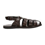 Multi-Strap Sling-Back Sandal // Dark Brown (Euro: 41)