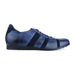 Mixed Texture Striped Sneaker // Navy (Euro: 42)