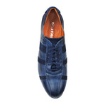 Mixed Texture Striped Sneaker // Navy (Euro: 42)