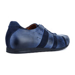 Mixed Texture Striped Sneaker // Navy (Euro: 42)