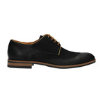 Contrast Piped Plain Toe Lace-Up Derby // Black + Ambergris (Euro: 44)