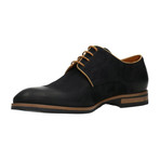 Contrast Piped Plain Toe Lace-Up Derby // Black + Ambergris (Euro: 44)