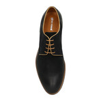 Contrast Piped Plain Toe Lace-Up Derby // Black + Ambergris (Euro: 44)