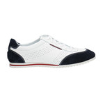 Colorblocked Perforated Lace-Up Sneaker // White + Navy (Euro: 43)