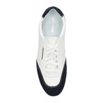 Colorblocked Perforated Lace-Up Sneaker // White + Navy (Euro: 43)